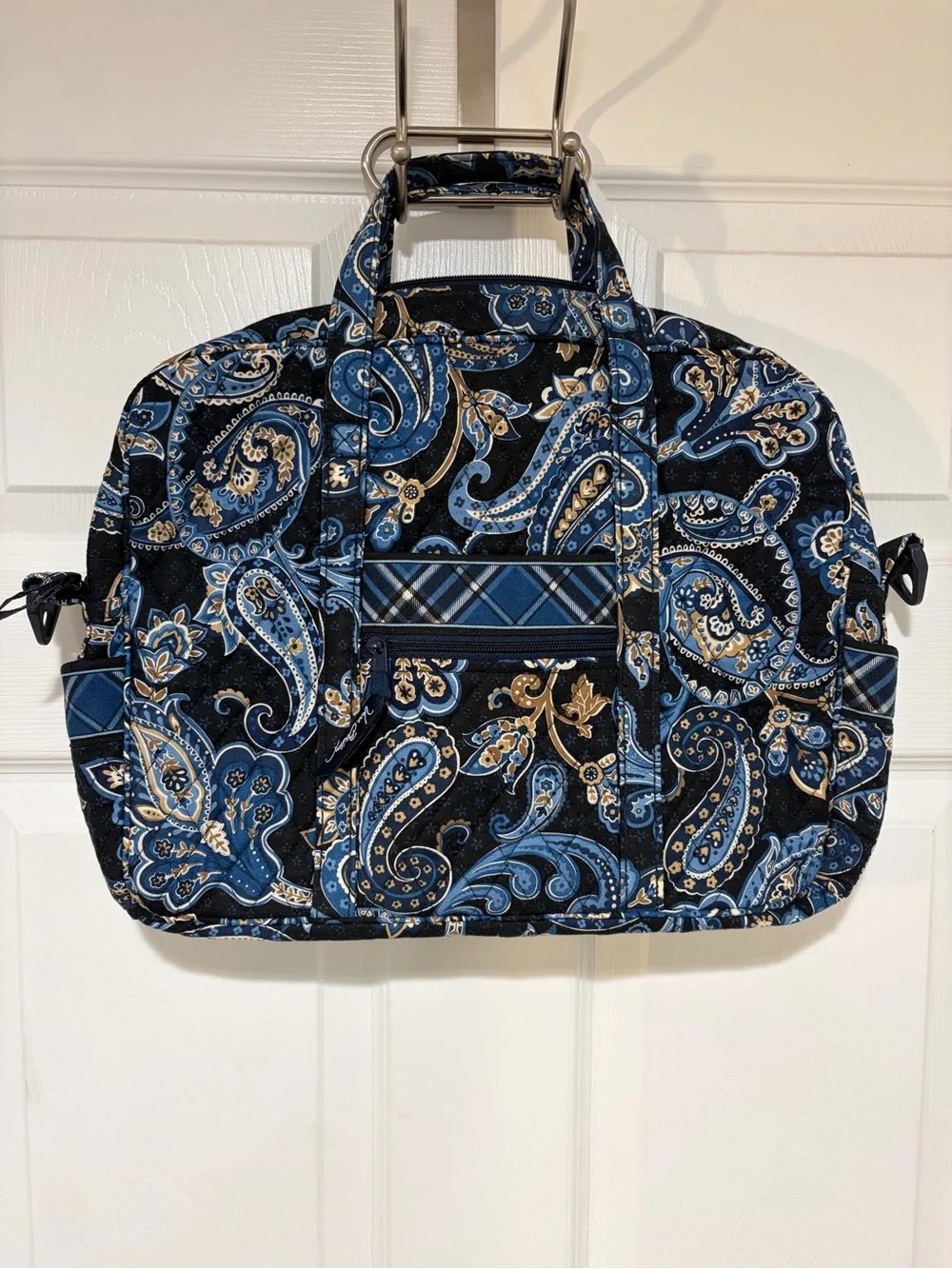 VERA BRADLEY Quilted Laptop Messenger Bag in Retired Windsor Navy *no strap*